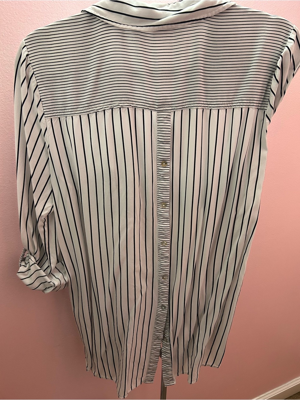 Jane and Delancey White Button-Down Shirt with Black Stripes - Picture 3 of 5